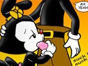 Famous toons Yakko with Wakko and Dot in hardcore orgy