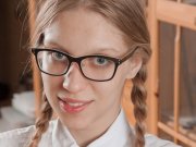 Blonde amateur Abigail strips naked as a sexy student