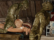 Attic threesome with green monsters