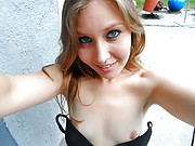 Small breasted teen taking her bikini off