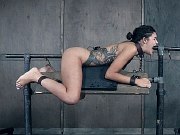 Eden Sin and Jessica 3000 stripped for metal bondage with toying