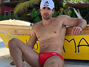 It is a little cold but I'm headed to the beach, yes, wearing a red speedo.