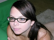 Amateur Brunette Teen Wearing Glasses And Modeling Nude