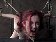 Penny Lay kinky redhead rope bound with tits clamped pussy toyed