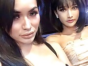 Big titty trans hottie Agustina Gonzaga gives Nikki a hard suck