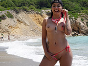 Latina bikini model gets naughty in public