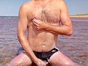 It was an old guy at the nude beach who took these pics of me jerking off.