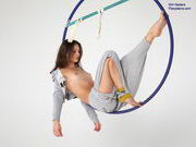 Aerial gymnast Kim Nadara aka Dea Ishtar performs exercises naked