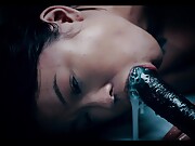 Lulu Chu gagging on big black tentacles and receiving an anal creampie
