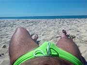 Thought I better test my new green speedos out at the beach.