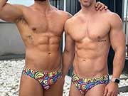 A collection of cute gay couples just getting horny in their speedos.
