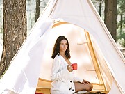 Superfine girl gets naked on a camping trip