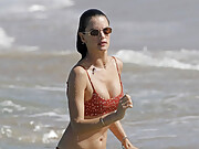 Alessandra Ambrosio in a bikini on a beach in Hawaii