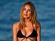 Kimberley Garner hits the beach in black bikini in Miami