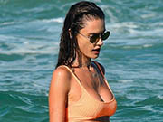 Alessandra Ambrosio in a bikini at the beach in Florianopolis