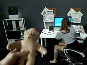 Voodoo doll controlled Eden Ivy fingers herself at the office