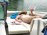 Boat nudism with mature amateur milfs