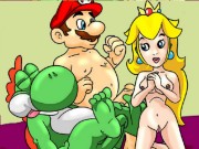 Super Mario heroes and shy teenie princess hidden hardcore orgy