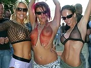 Mariel Straus and Sophie Logan and Celia Jones in outdoor lesbian show