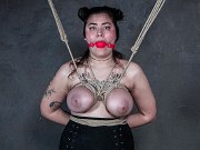 Ella Jane bbw with huge tits is rope bound her pussy exposed