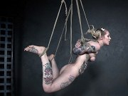 Baby Sid rope bound and gagged her trimmed pussy toyed to orgasm