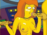 Homer Simpson is fucking hard hot redhead girl in MMF orgy