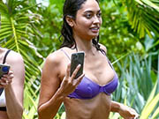 Ambra Gutierrez pokies in wet bikini on Miami Beach