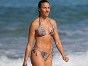 Rachael Finch wearing bikini on Bondi Beach