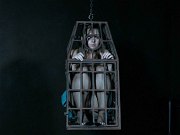 Sasha Grey stockings sub bound in metal cage her pussy toyed