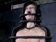 Sister Dee busty bound with blindfold and ballgag her pussy toyed